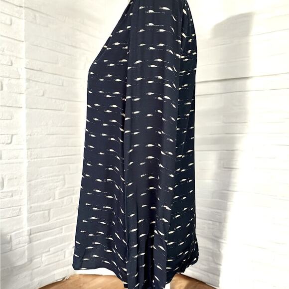 Hobbs London Popover Tie Neck Long Sleeve Blouse Navy 6 NWOT - Picture 4 of 12